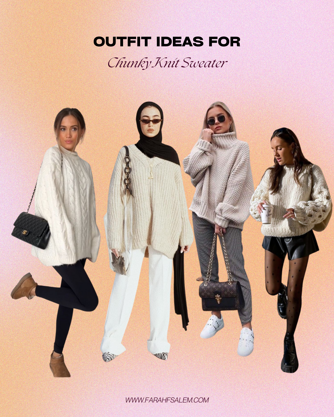 chunky knit cable oversized sweater outfit, fall capsule wardrobe