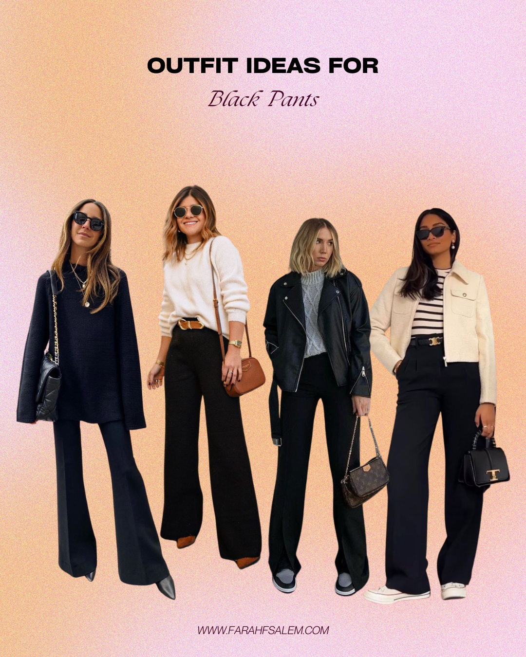 black pants fall outfit women, fall capsule wardrobe