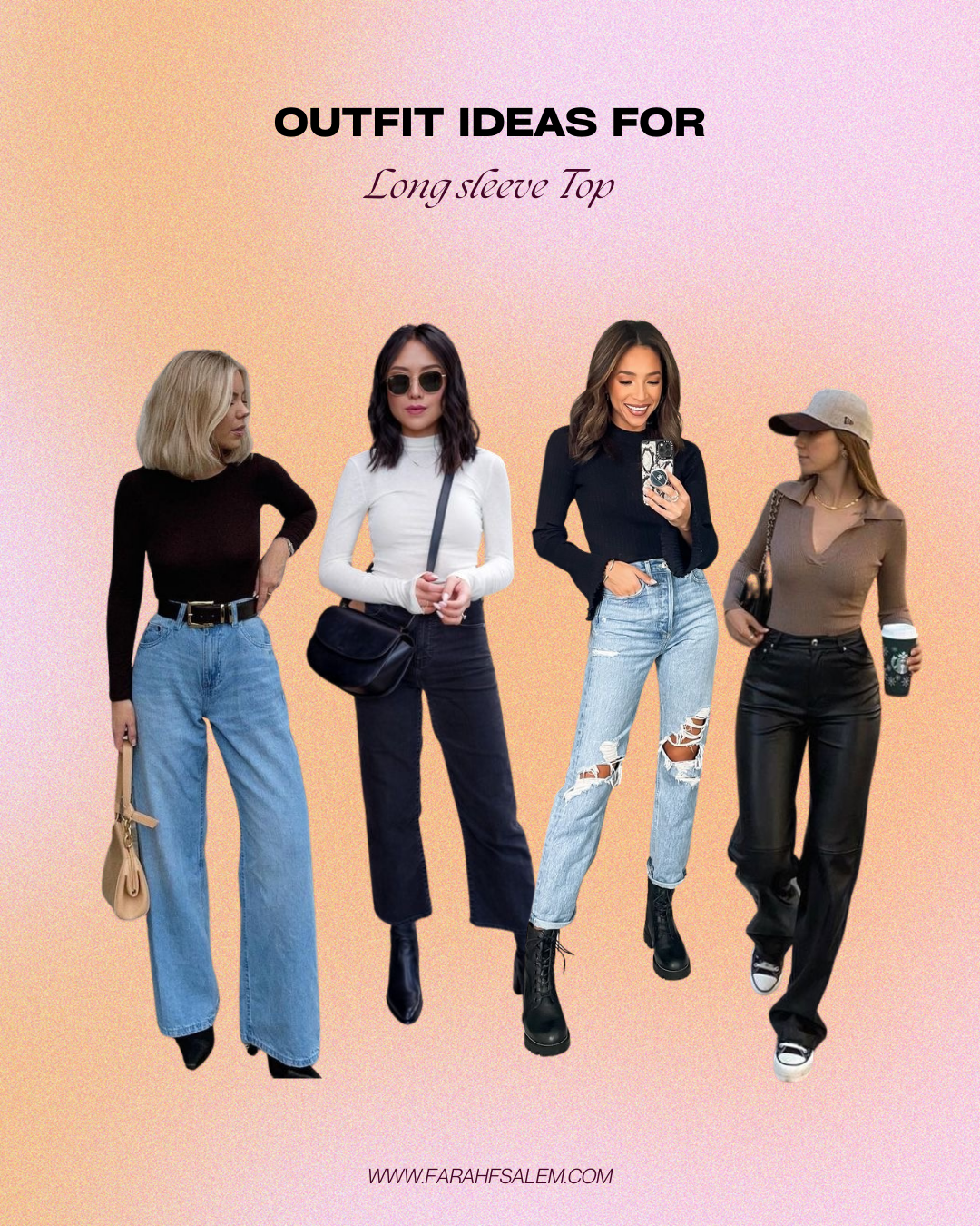 long sleeve top outfit ideas for fall, fall capsule wardrobe