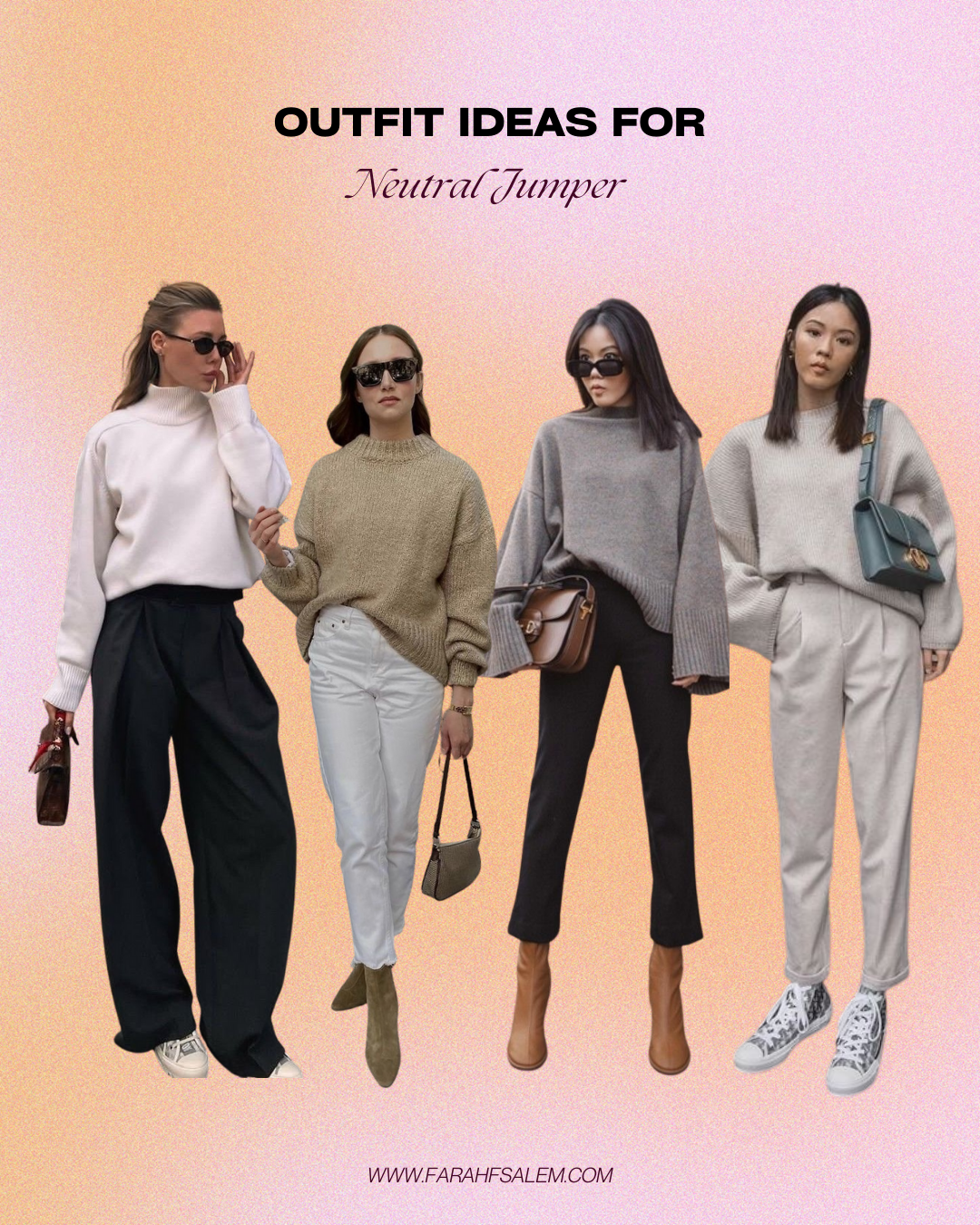 neutral  polo neck knit jumper fall outfit, fall capsule wardrobe