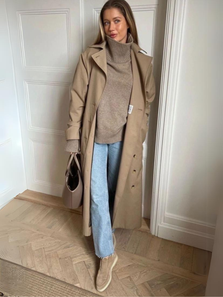 trench coat old money winter outfit