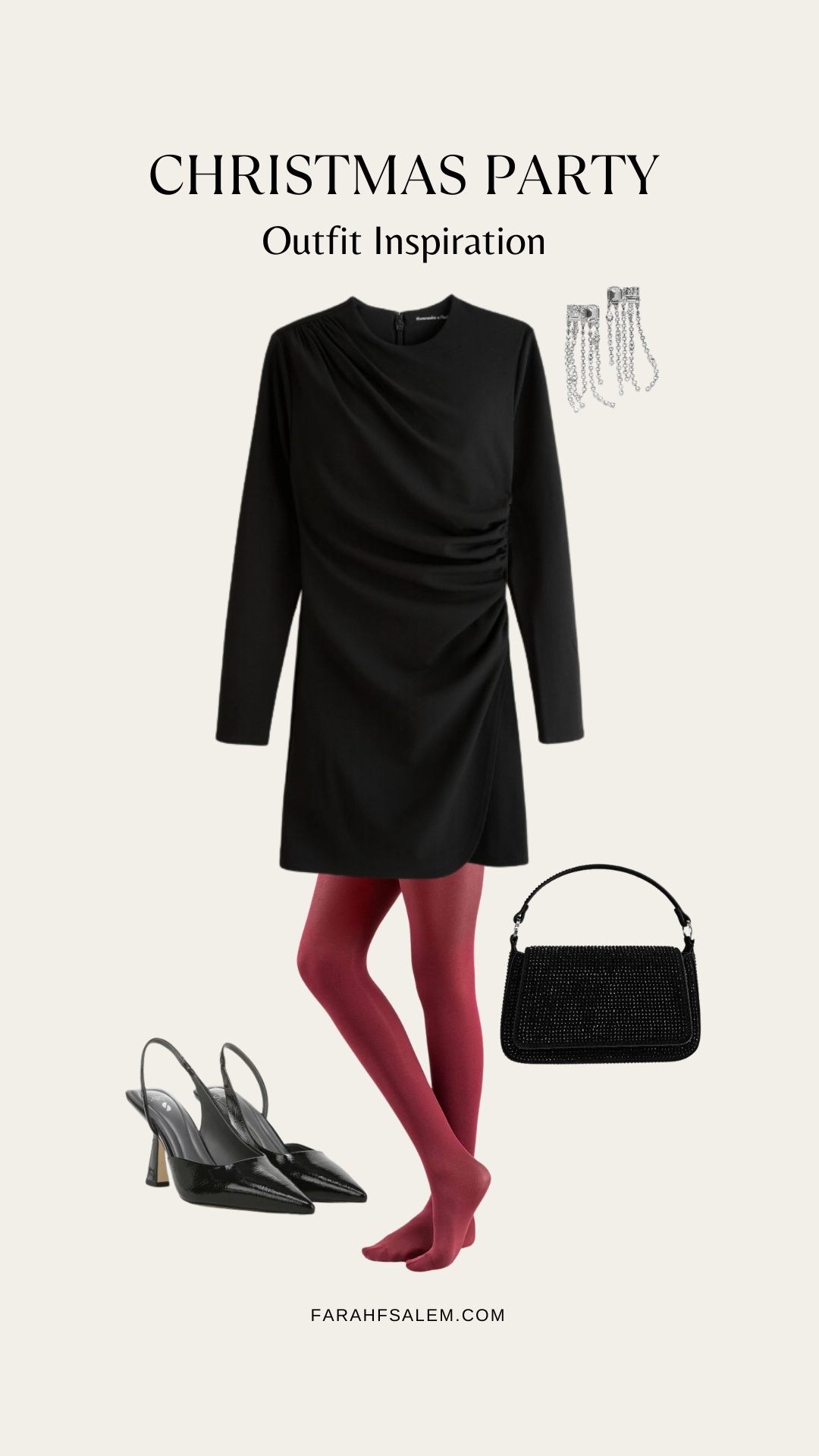 Christmas party outfit ideas, holiday season outfit, christmas outfit ideas, red tights outfit