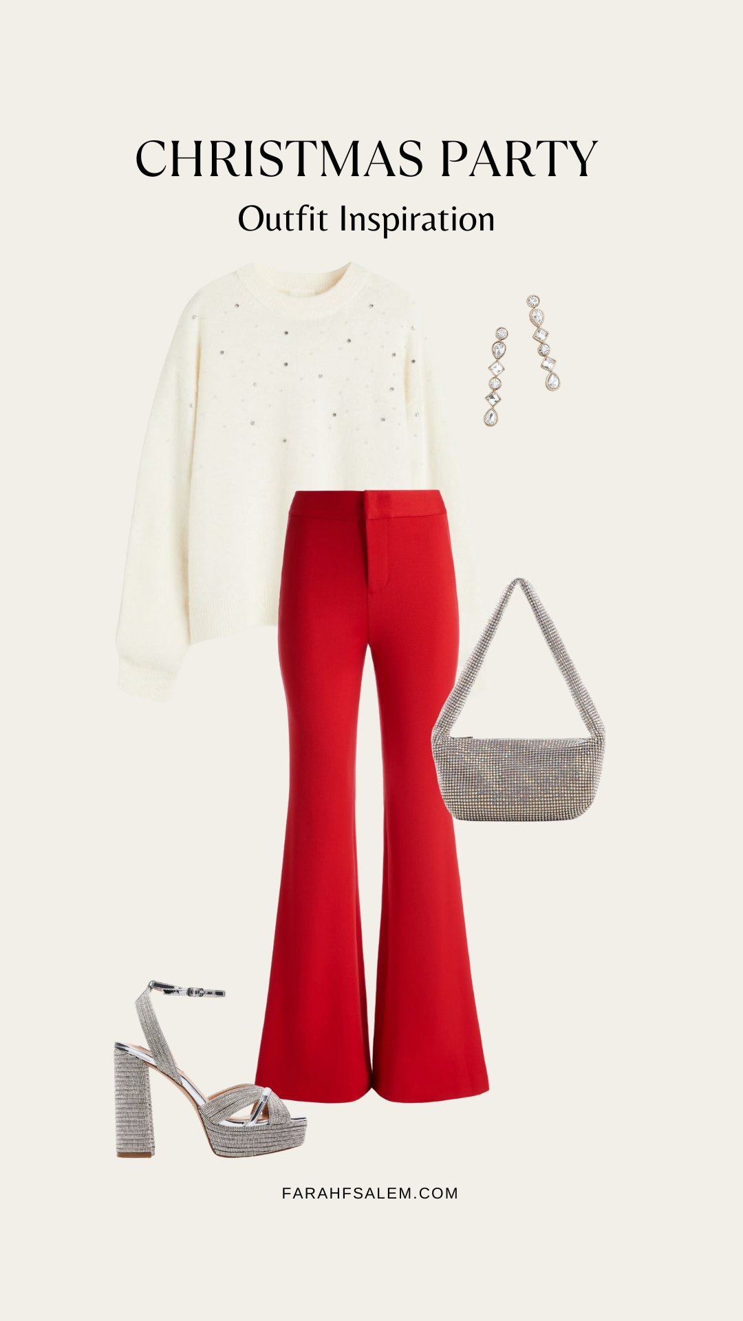 Christmas party outfit ideas, holiday season outfit, christmas outfit ideas, red trousers holiday outfit