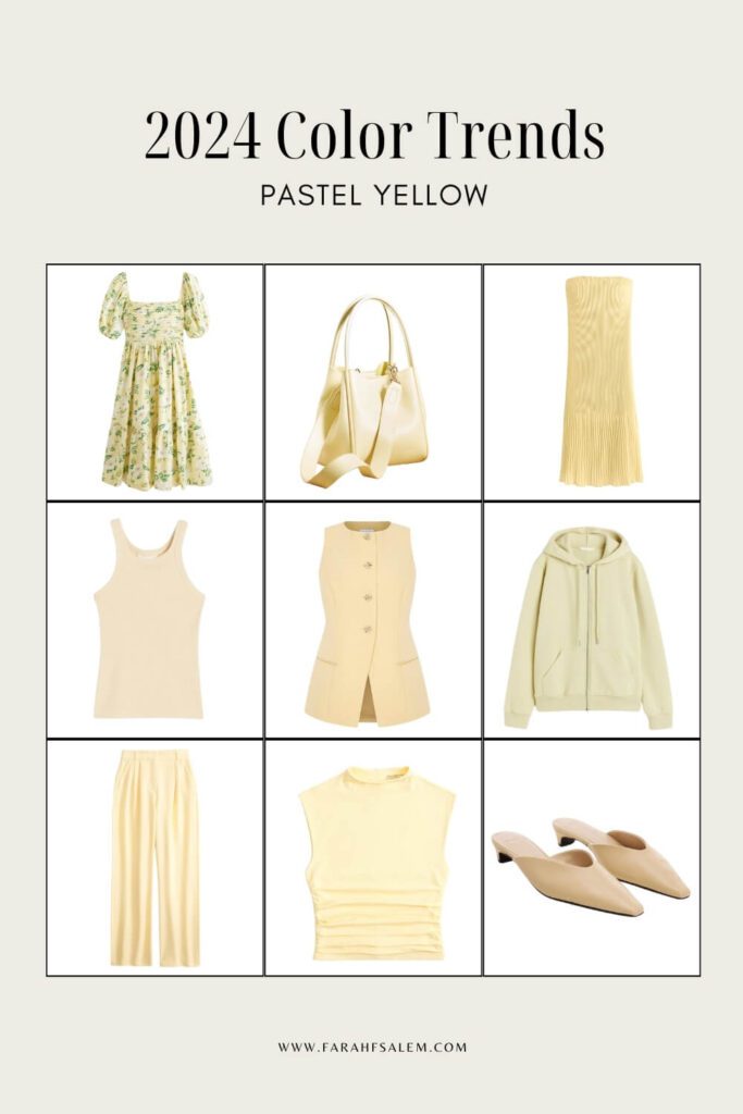 spring summer 2024 color trends  pale yellow pastel yellow