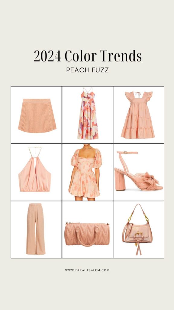 spring summer 2024 color trends  peach fuzz apricot