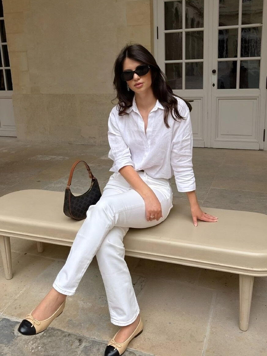 monochrome old money outfit