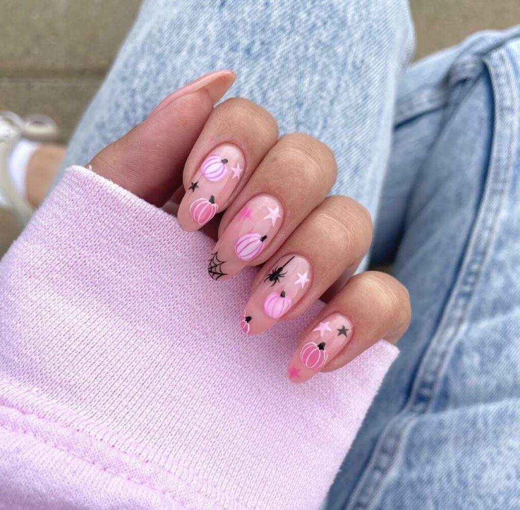 pink halloween nails