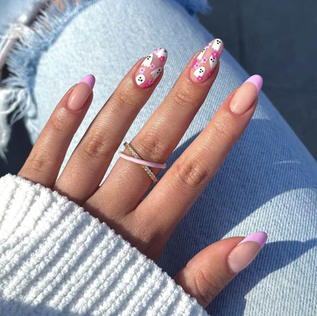 pink halloween nail designs