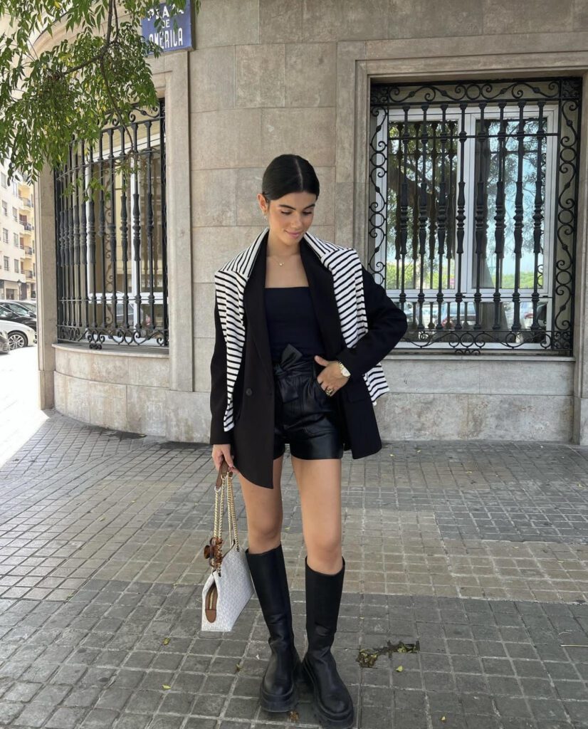  Black Blazer & Leather Shorts 
