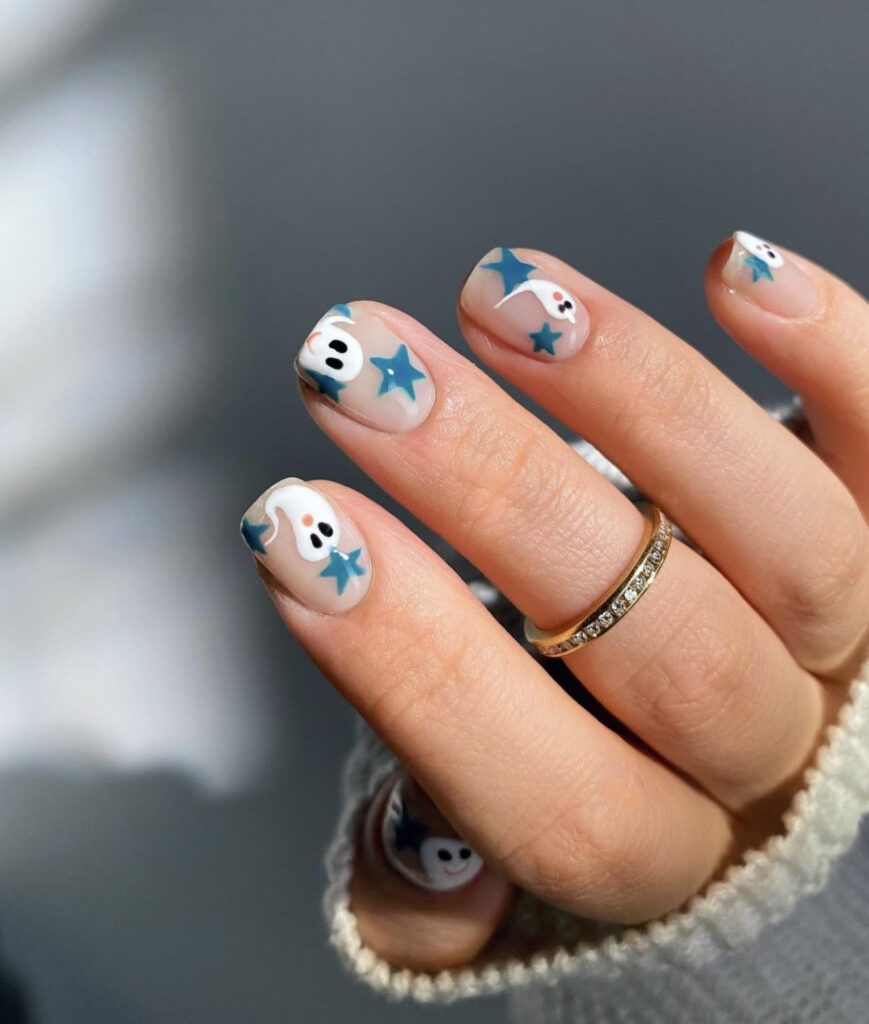 elegant halloween nail designs, blue nails