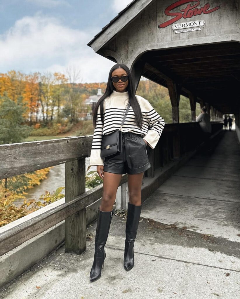 dressy leather shorts outfit