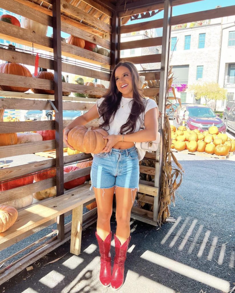 pumpkin patch outfits, denim shorts