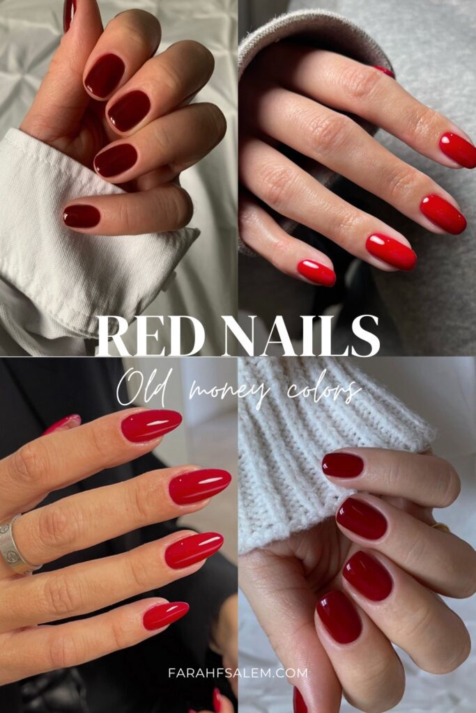 classic red nails, old money