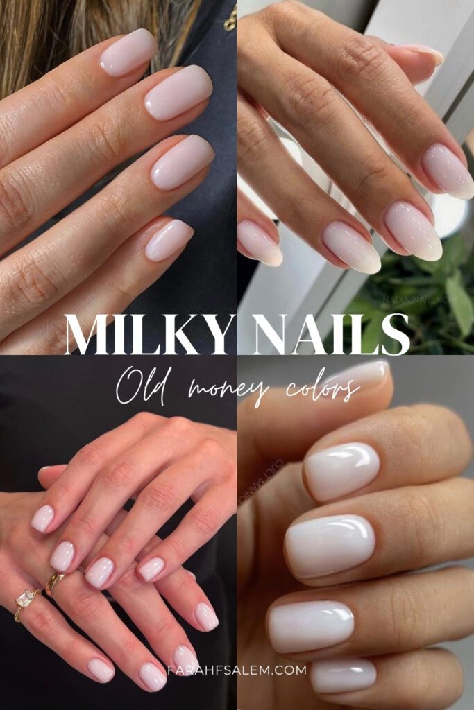 classy nails, milky white nails