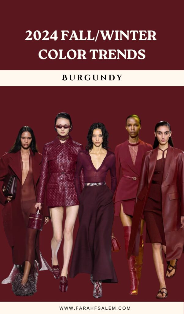 fall winter 2024 color trends, burgundy