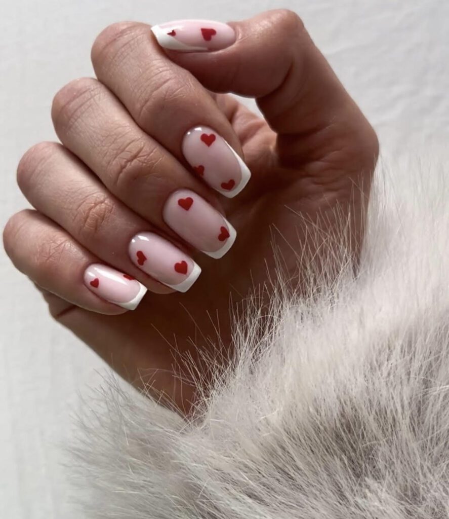 french manicure for Valentine's day