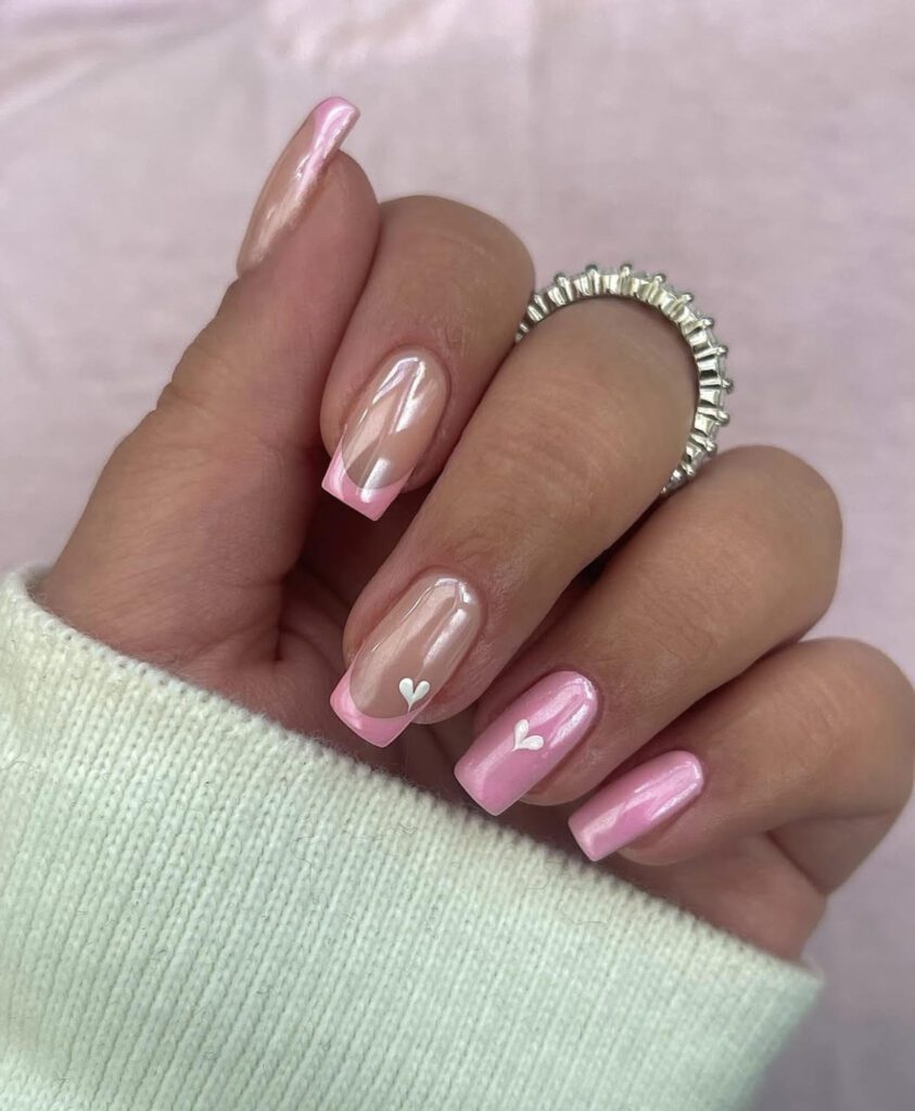 chrome valentine's day nails