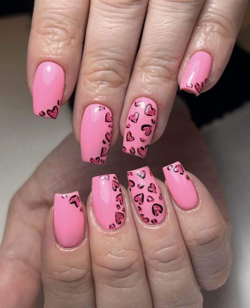 glitter valentine's day nails