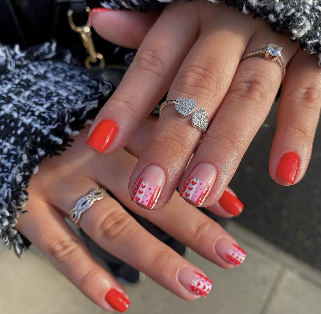 red valentine nails