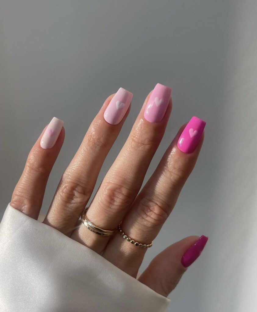 pink valentine's day nails