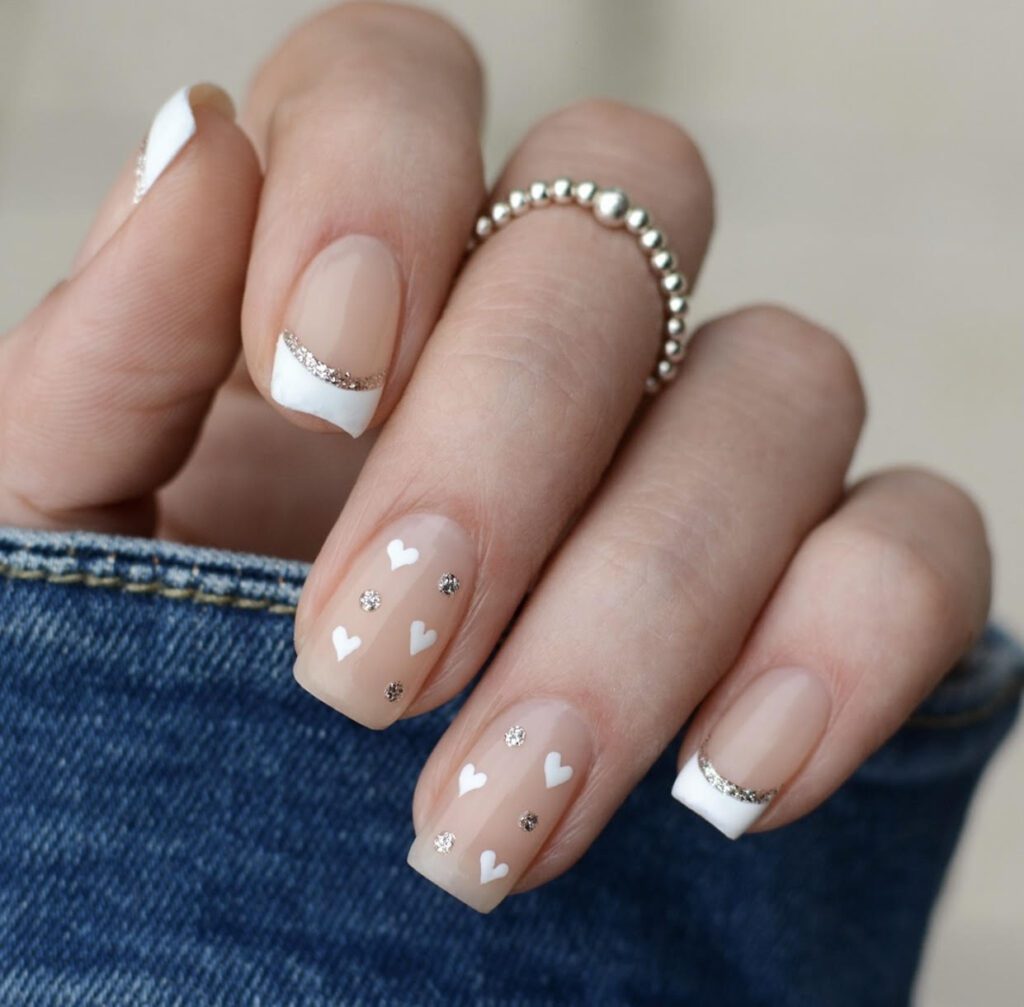 glitter valentine's day nails