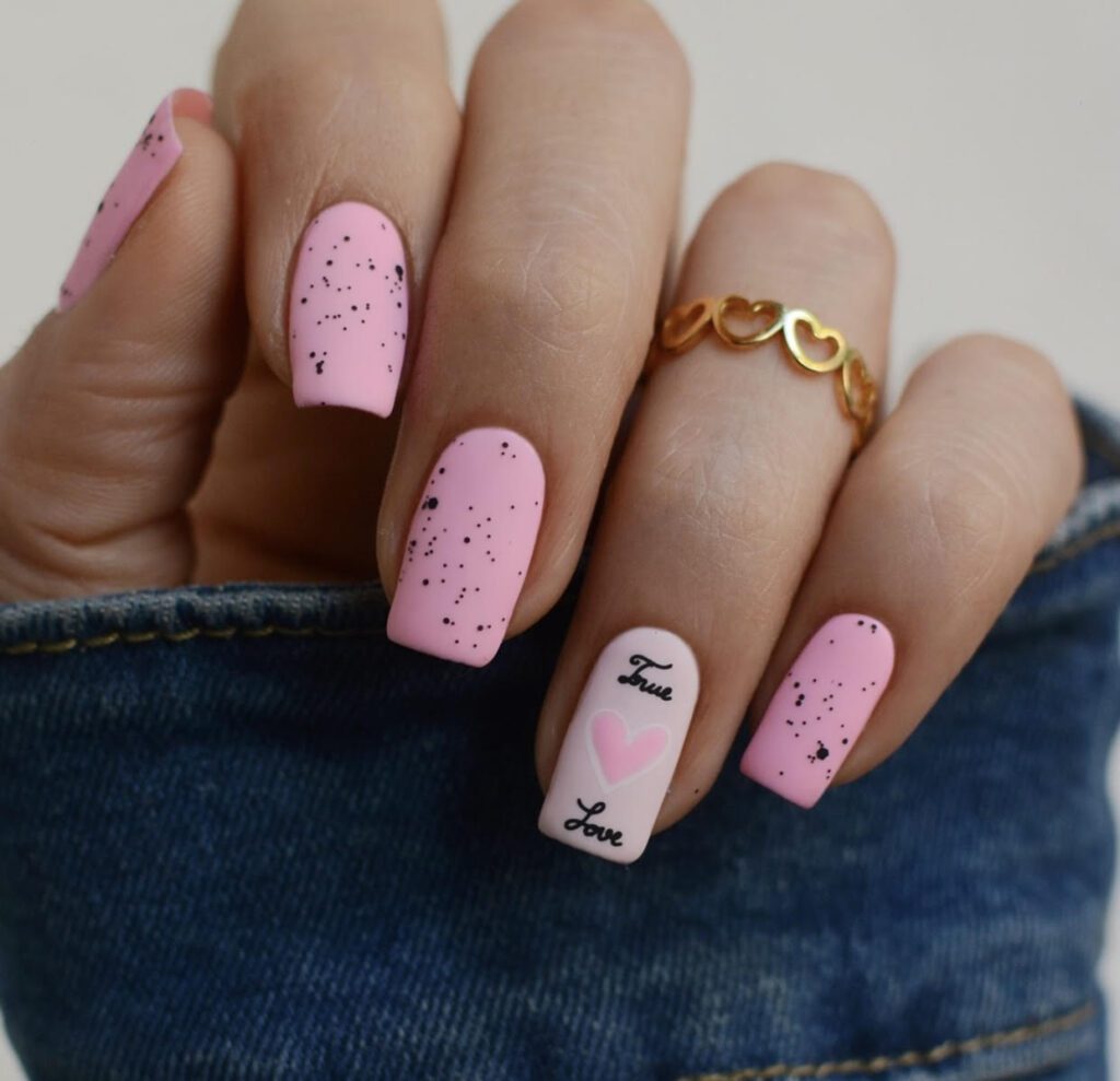 pink valentine's day nails