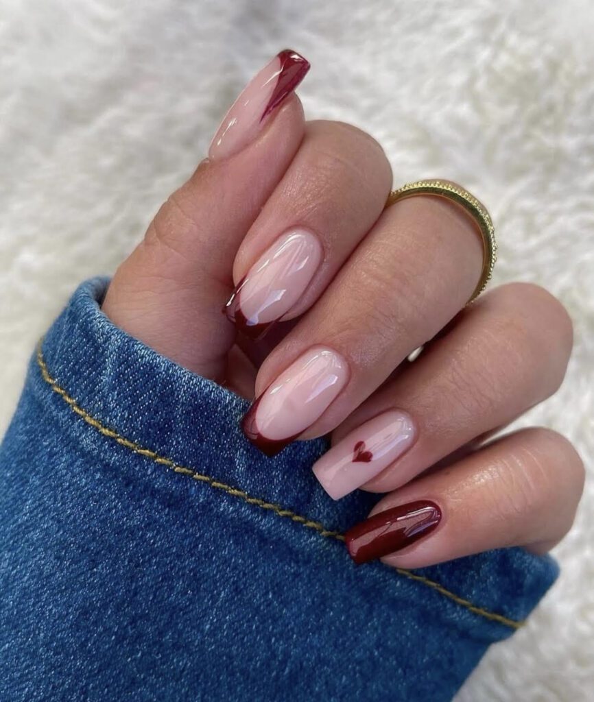 red french tips for valentines day