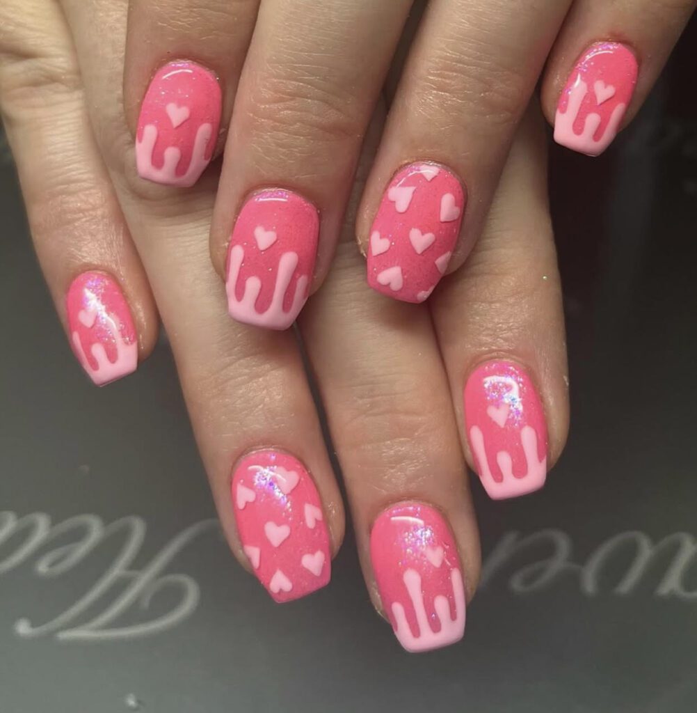 pink valentine's day nails