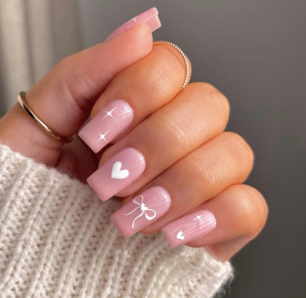 pink valentine's day nails