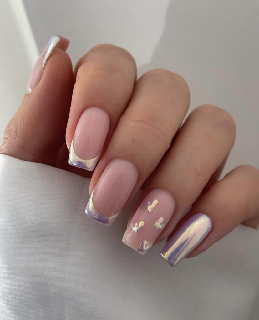 chrome valentine's day nails