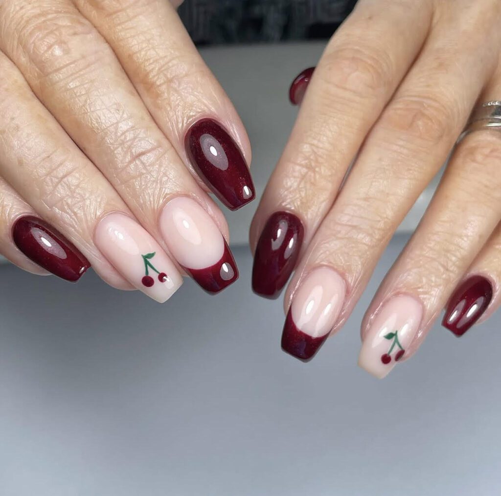 dark cherry nails inspo