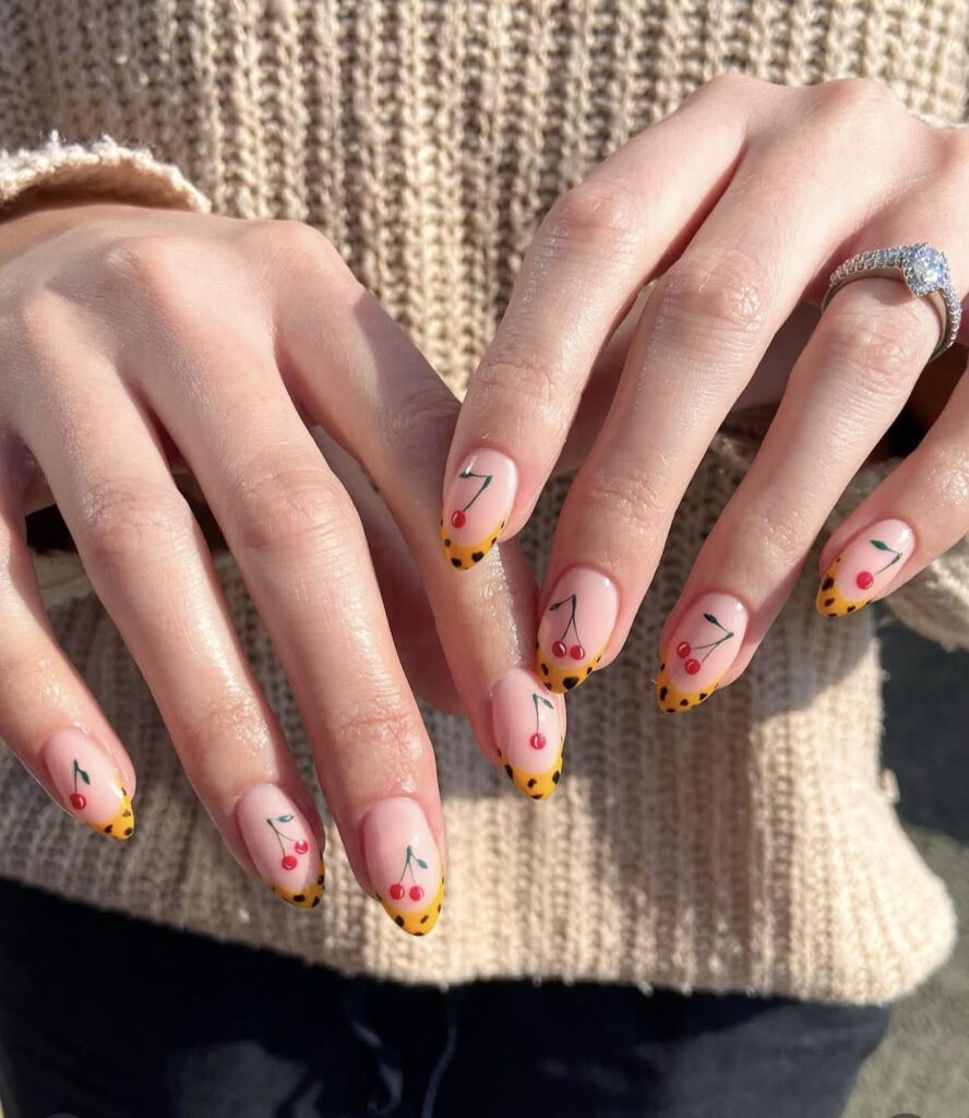 cherry red nails design, cherry nails inspo