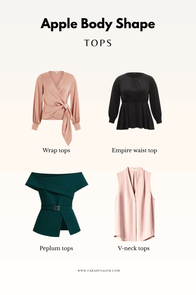 apple body shape outfits, tops