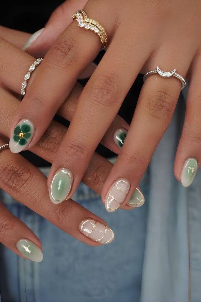 3d nail ideas, green nail designs