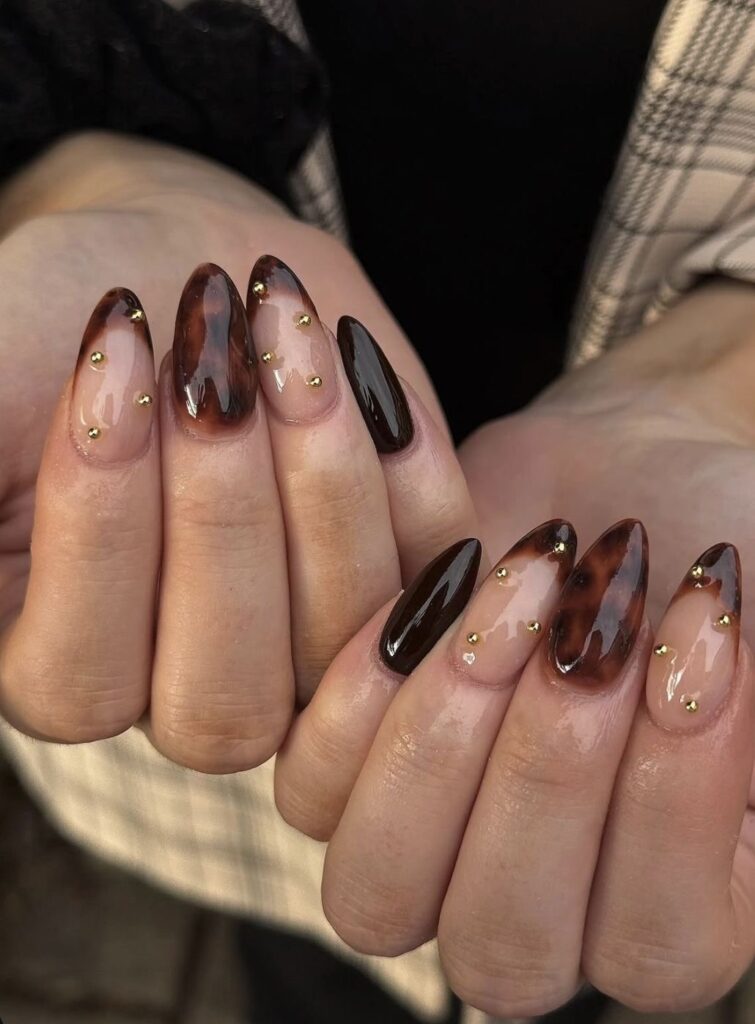 different shades of brown nails