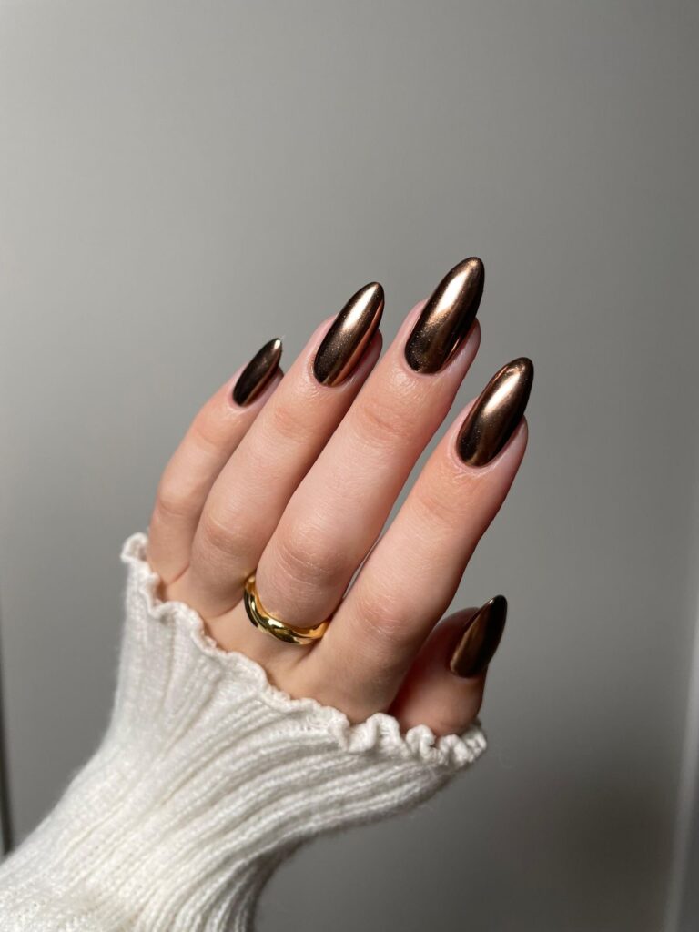 chrome brown nails