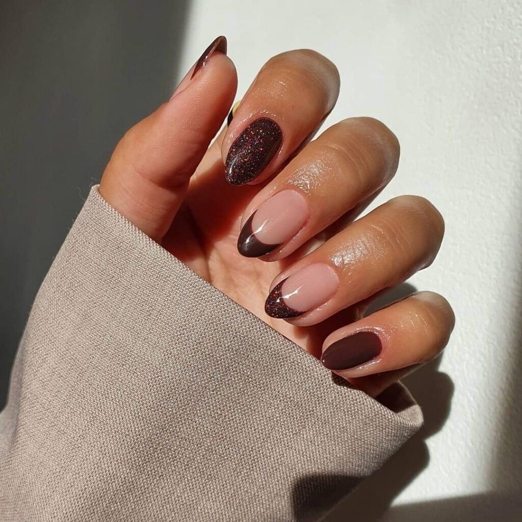 Brown Nails Inso, glitter brown nails