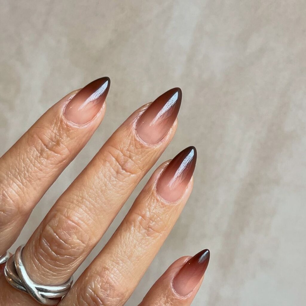 different shades of brown nails, ombre brown nails