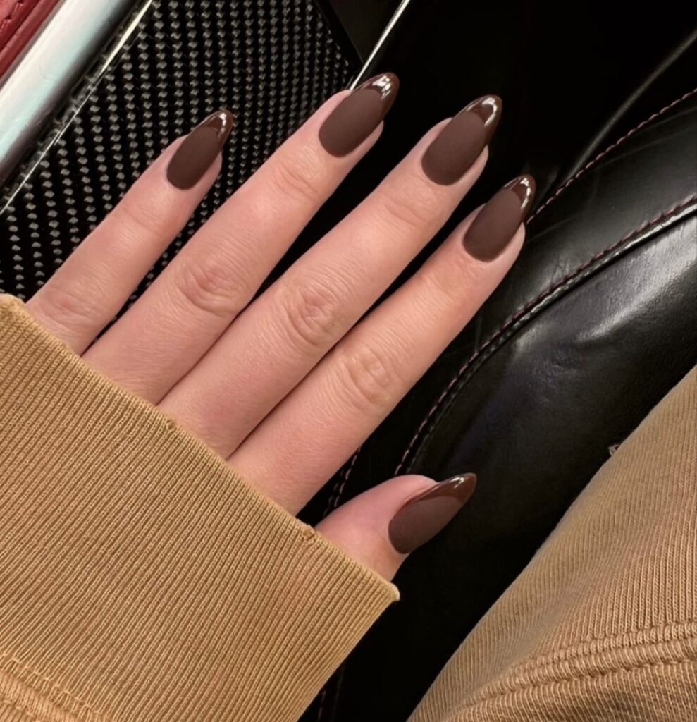 different shades of brown nails, matte brown nails