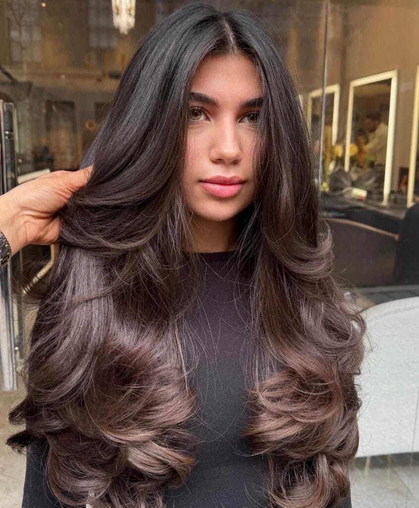 long hair blowout