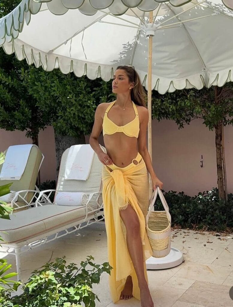 Bikini and sarong beach outfit